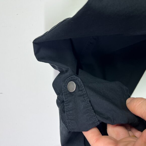 Chico's Size 2 (L) Black Cotton Pants Roll Tab Cuffs - Picture 5 of 9